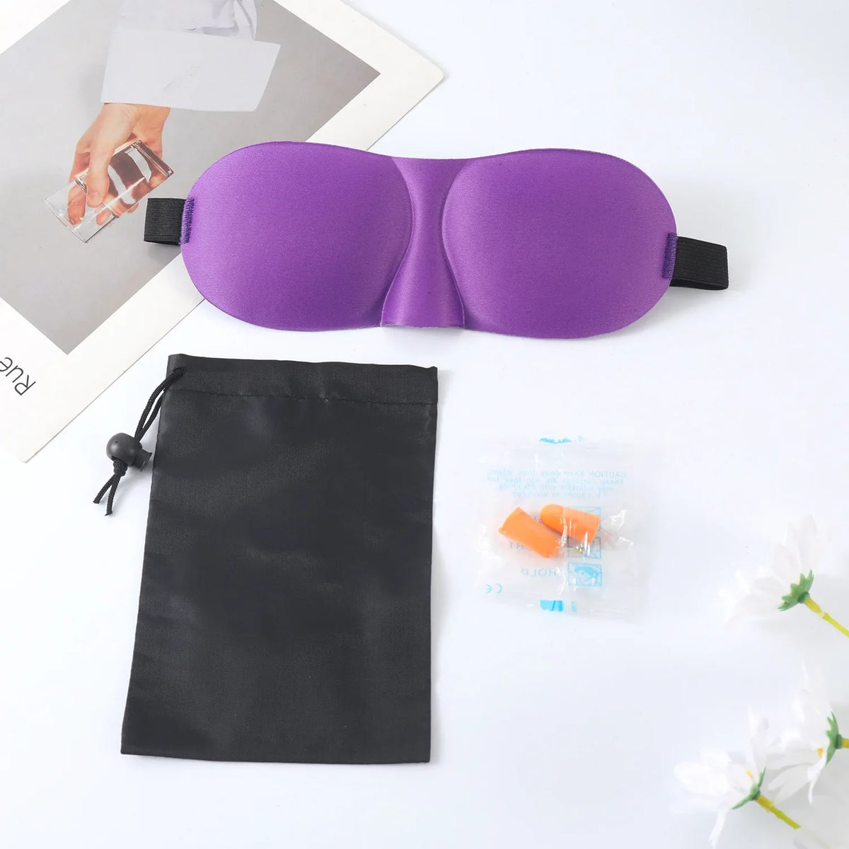 3D Sleep Mask for Travel and Nap | Lightweight Eye Cover with Storage Bag and Earplugs