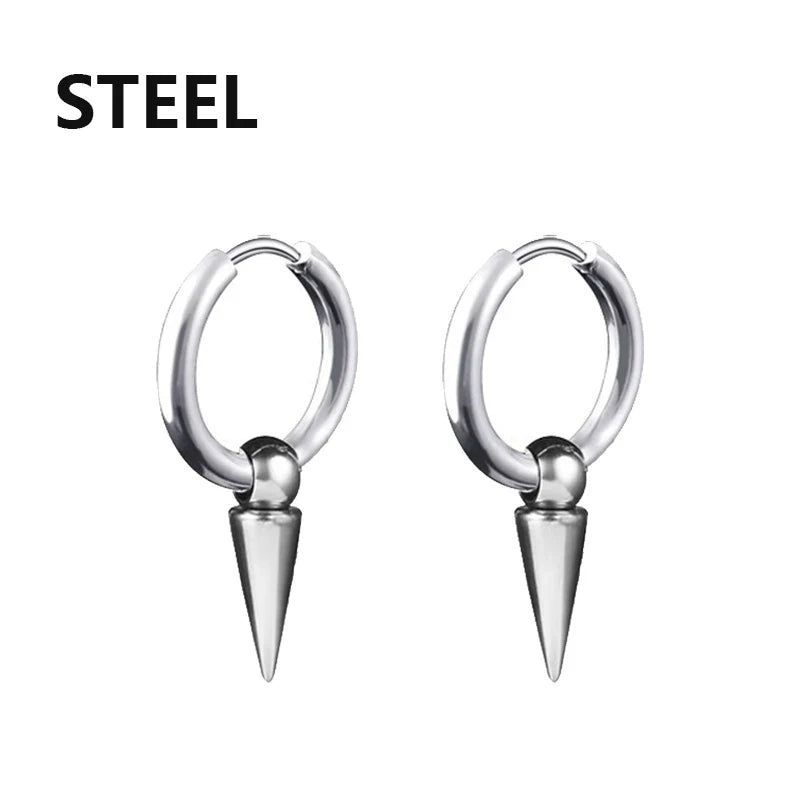 Gothic Stainless Steel Hoop Earrings | Unisex Dragon Punk Jewelry