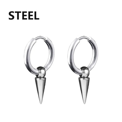 Gothic Stainless Steel Hoop Earrings | Unisex Dragon Punk Jewelry