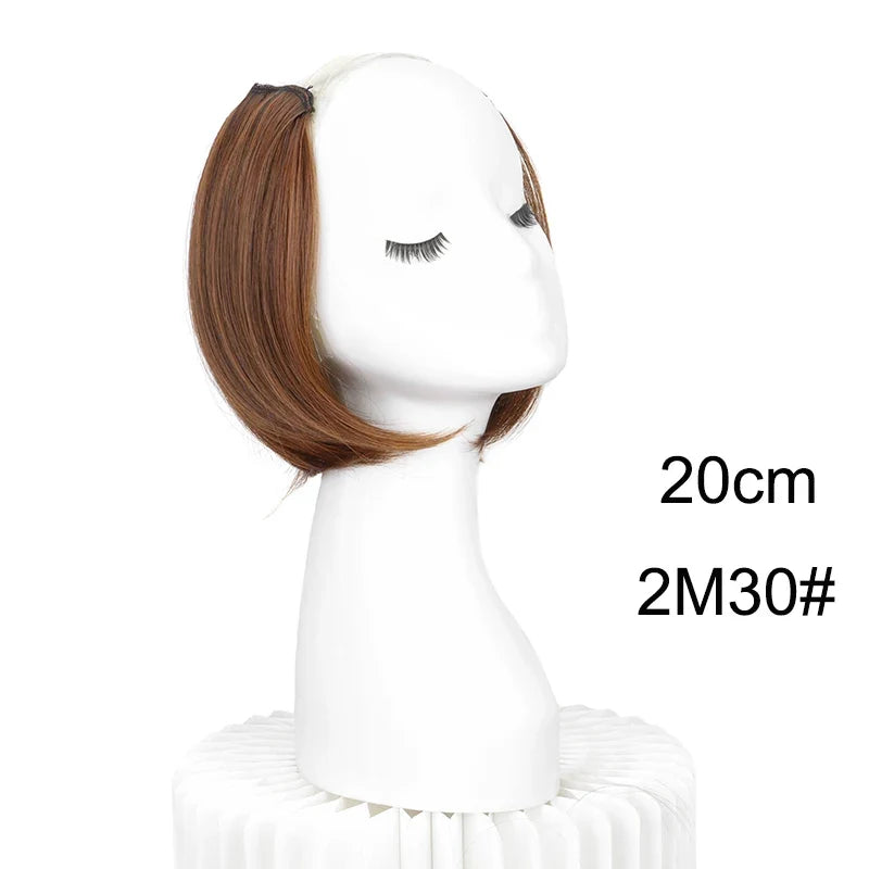 20/30cm Synthetic Straight Hair Extension with 4 Clips | V-Shaped Half Head Invisible Hairpiece