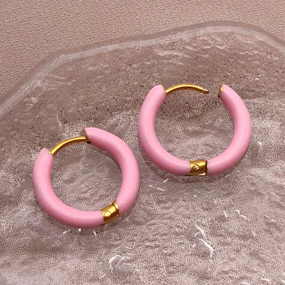 2pcs Candy Color Enamel Hoop Earrings | Sweet Summer Stainless Steel Jewelry