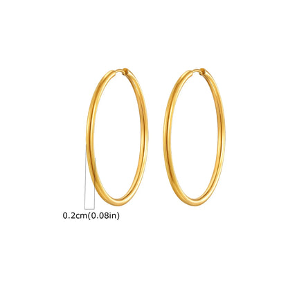 1Pair Round Hoop Earrings for Women Men | Gold Plated Stainless Steel Hypoallergenic Piercing Jewelry