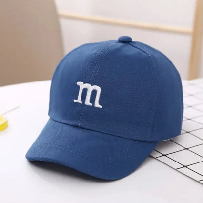 Girls Boys Adjustable Baseball Cap | Kids Sun Hat with M Letter Embroidery