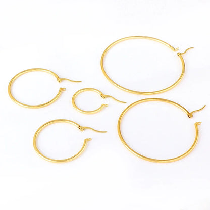LUXUSTEEL Golden Stainless Steel Hoop Earrings | Big and Small Circle Ear Jewelry for Women and Men