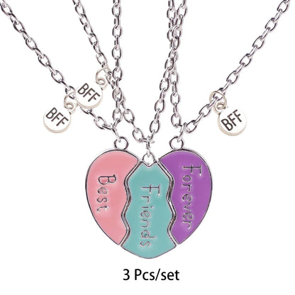 3 Pcs/set Best Friends Pendant Necklace For Woman Magnetic Adjustable Rainbow Daisy Lover Broken Heart Chain BFF Jewelry Gifts