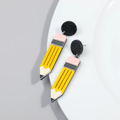 Acrylic School Drop Earrings | Teacher's Day Jewelry Gift Set