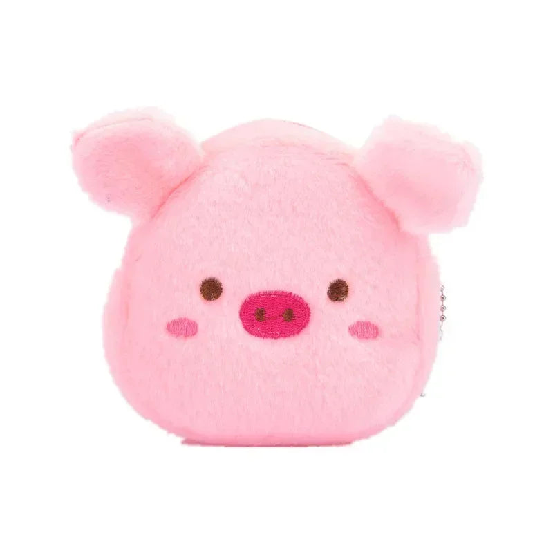 Cute Animal Plush Coin Purse | Zipper Change Purse with Keychain Mini Wallet