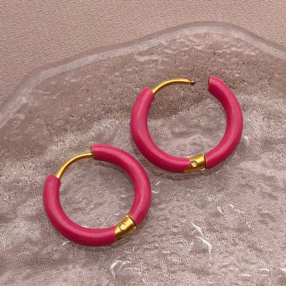 2pcs Candy Color Enamel Hoop Earrings | Sweet Summer Stainless Steel Jewelry