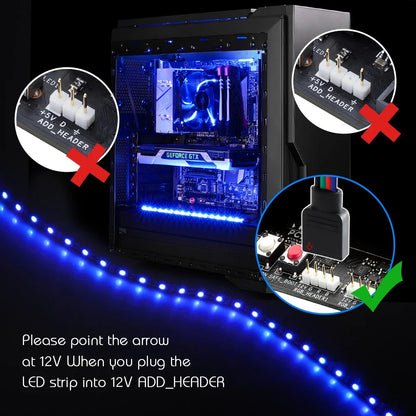 RGB Gaming LED Strip Light 1 to 2/3 Splitter Kit | For 12V Aura Sync Motherboard