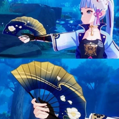 Genshin Impact Ayaka Cosplay Fan | Folding Hand Fan Prop for Cosplay