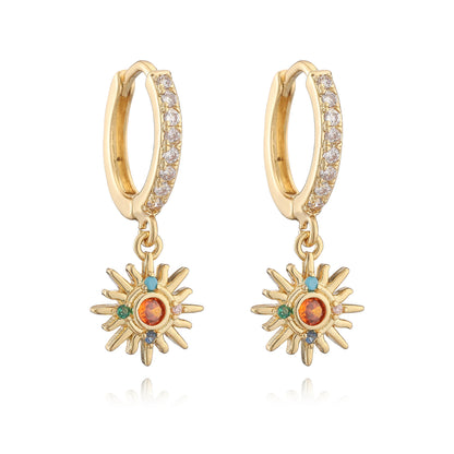 Sun Star Drop Earrings | 18K Gold Plated Meteorite Charm Jewelry