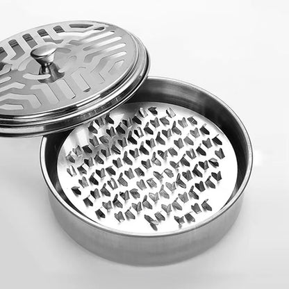Mosquito Coils Holder Stainless Steel Mosquito Coil Box with Cover | Round Mosquito Coil Tray Easy To Clean Anti-Mosquito Supplies