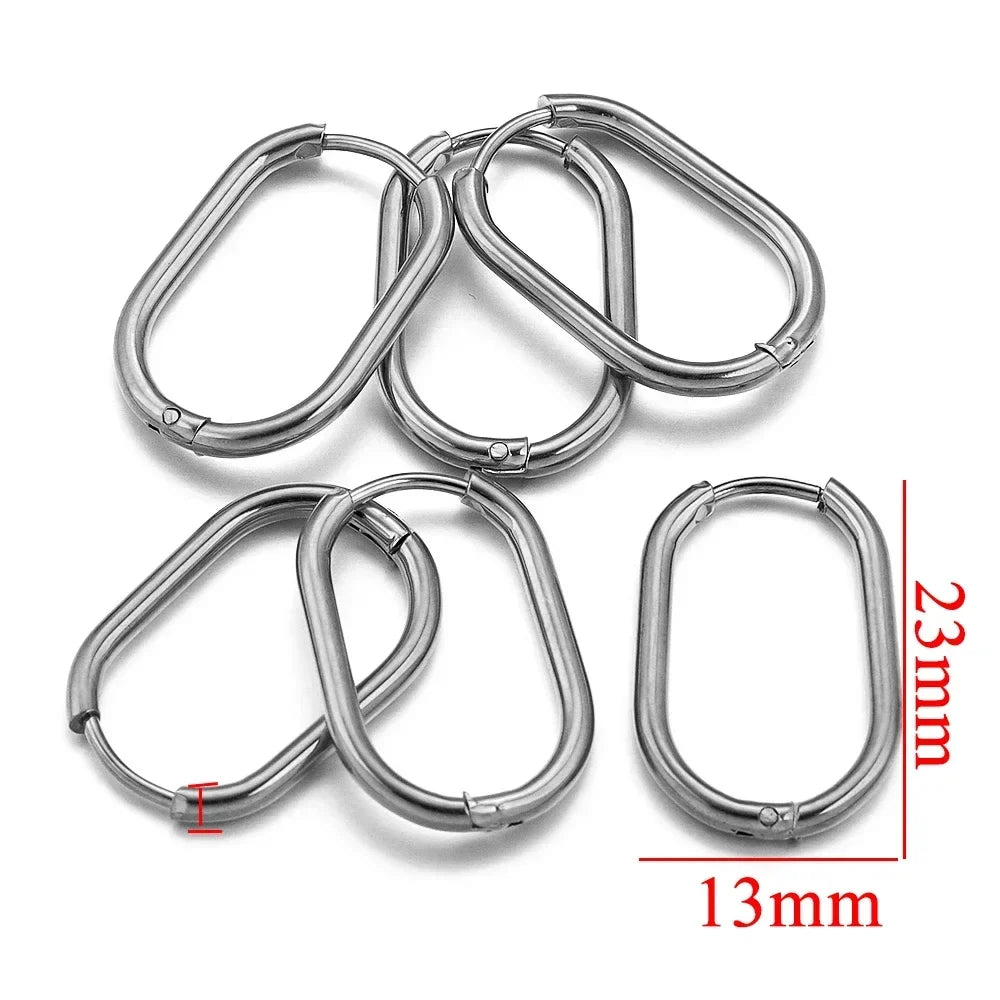 Gold Plated Rectangular Hoop Earrings | 6pcs Stainless Steel Jewelry Findings for DIY