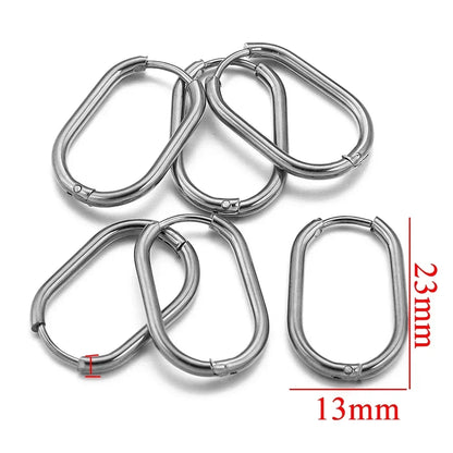 Gold Plated Rectangular Hoop Earrings | 6pcs Stainless Steel Jewelry Findings for DIY