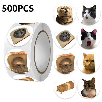 Funny Cat Cartoon Sticker Roll | 100pcs Animal Stickers for Photocard Decor