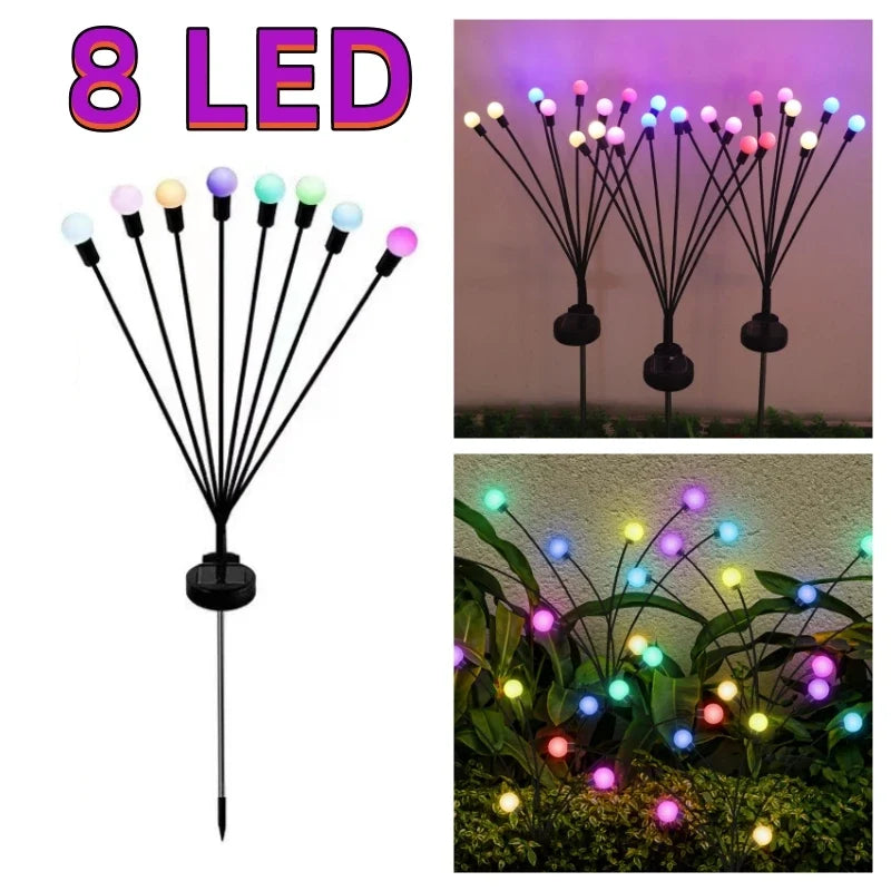 6/8/10 LED Solar Powered Garden Lights Firefly Lights Outdoor Waterproof Vibrant Swaying Lights for Patio Pathway Decoration