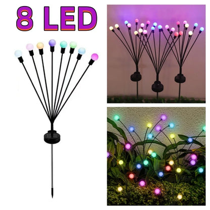 6/8/10 LED Solar Powered Garden Lights Firefly Lights Outdoor Waterproof Vibrant Swaying Lights for Patio Pathway Decoration