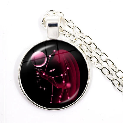 Zodiac Necklace Silver Plated | 12 Constellation Pendant Jewelry