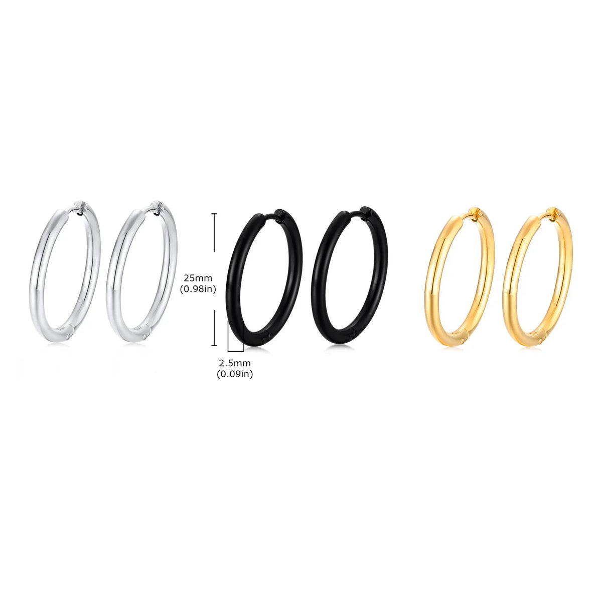Classic Stainless Steel Hoop Earring for Men Boys | Anti Allergy Metal Huggies Earring