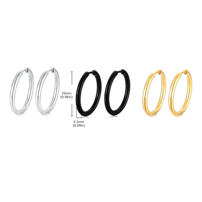 Classic Stainless Steel Hoop Earring for Men Boys | Anti Allergy Metal Huggies Earring