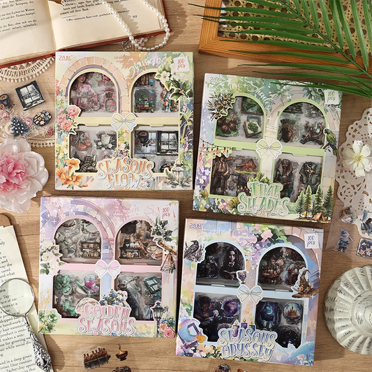 100 Sheets Season Memory Sticker Box | Vintage Scrapbook Collection for Journal Handbook Dairy Decoration Gift Set by Mr. Paper