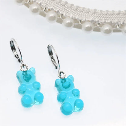 Gradient Bear Dangle Earrings | Cute Sequins Hoop Earrings for Women