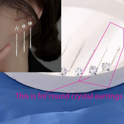Ventfille 925 Sterling Silver Star Drop Earrings for Women | Simple Tassel Chain Office Jewelry