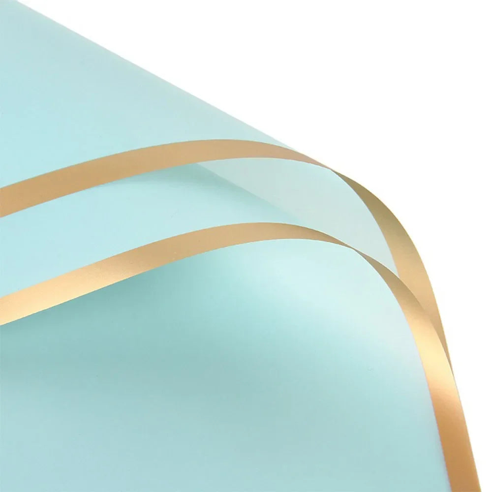 10 Sheets Half Transparent Flower Wrap Paper with Gold Border | Waterproof Bouquet Wrapping for Crafts