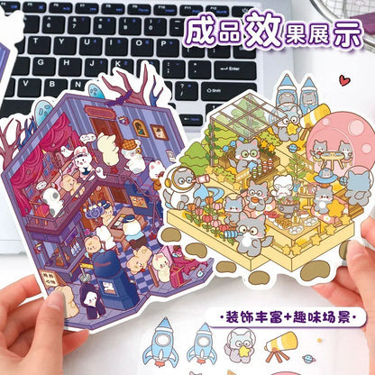 3D Cartoon Trumpet Sticker Set | Miniature Scene Collage DIY Decals