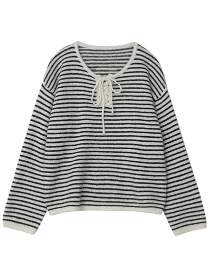 Retro Striped Pullover Loose Autumn & Winter Jumper
