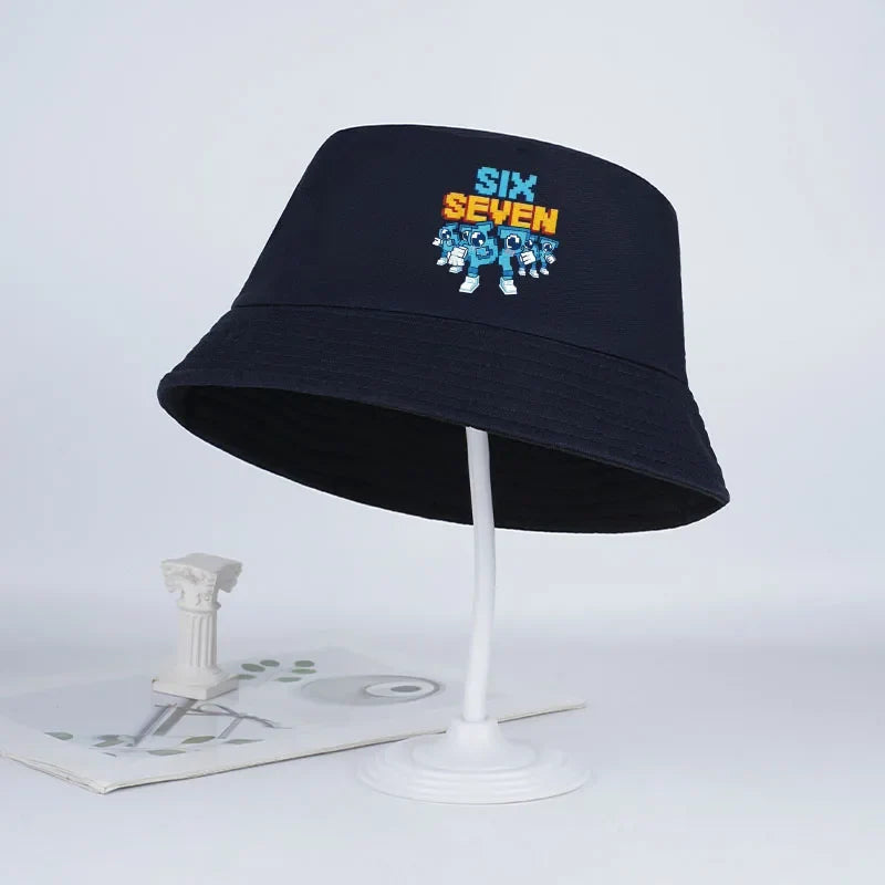 Pixel Robot Fisherman Hat for Kids | Digital Cartoon Sun Hat