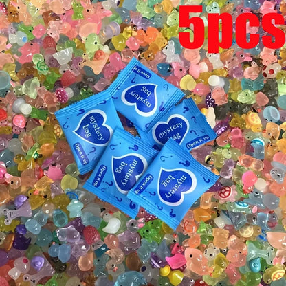 60pcs Glow In The Dark Mini Resin Animals & Mushroom Blind Bags Fairy Garden Decor Micro Landscape Birthday Gift Surprise