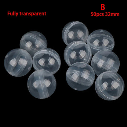 50pc Mini Clear Plastic Capsule Toy Surprise Balls | Gashapon Containers for Vending Machines