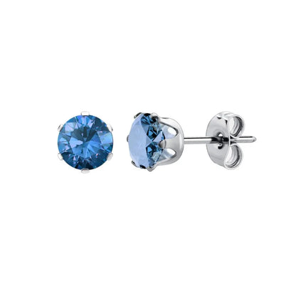 Stainless Steel Cubic Zirconia Stud Earrings Set | 12 Color Hypoallergenic Earrings for Sensitive Skin