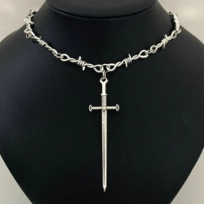 Barbed Wire Choker Necklace | Gothic Punk Thorns Chain for Women
