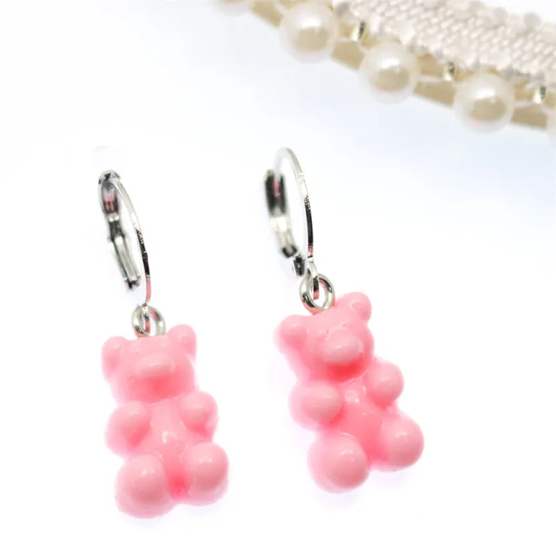 Gradient Bear Dangle Earrings | Cute Sequins Hoop Earrings for Women