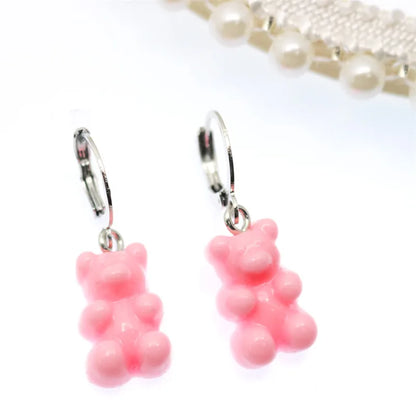 Gradient Bear Dangle Earrings | Cute Sequins Hoop Earrings for Women