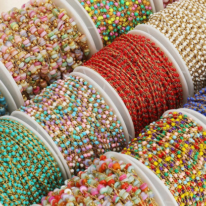 1 Meter Stainless Steel Enamel Beads Chain | DIY Jewelry Making Supplies