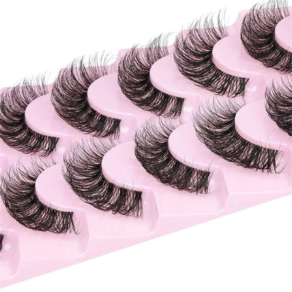 10 Pairs 6D Super Fluffy Wispy Faux Mink Eyelashes | Cat Eye Effect Dramatic Lashes