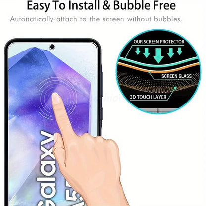 4Pcs 10D Tempered Glass Screen Protector for Samsung Galaxy A55 5G - Clear HD Film