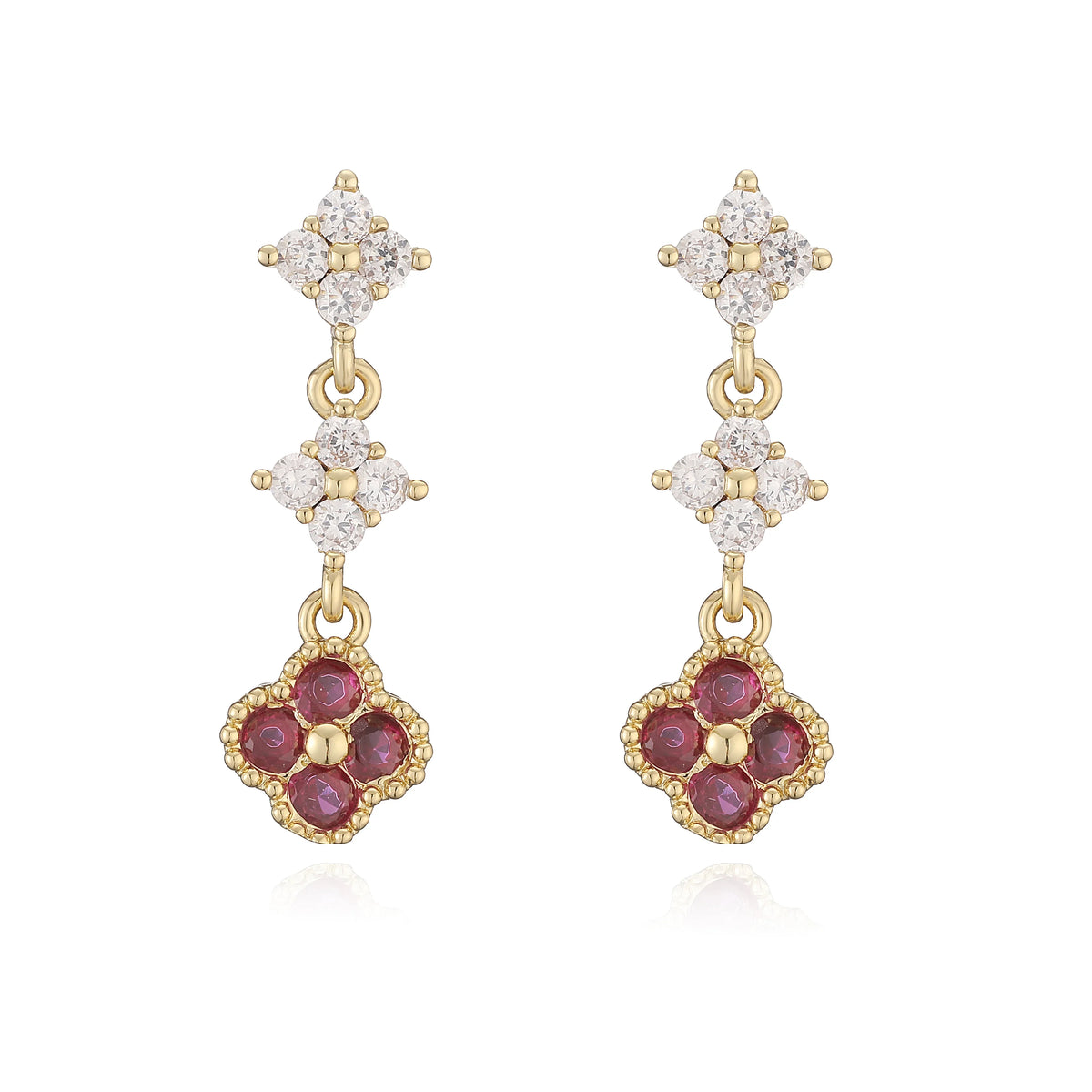 Sparkling Zirconia Floral Tassel Stud Earrings | French Banquet Style Jewelry