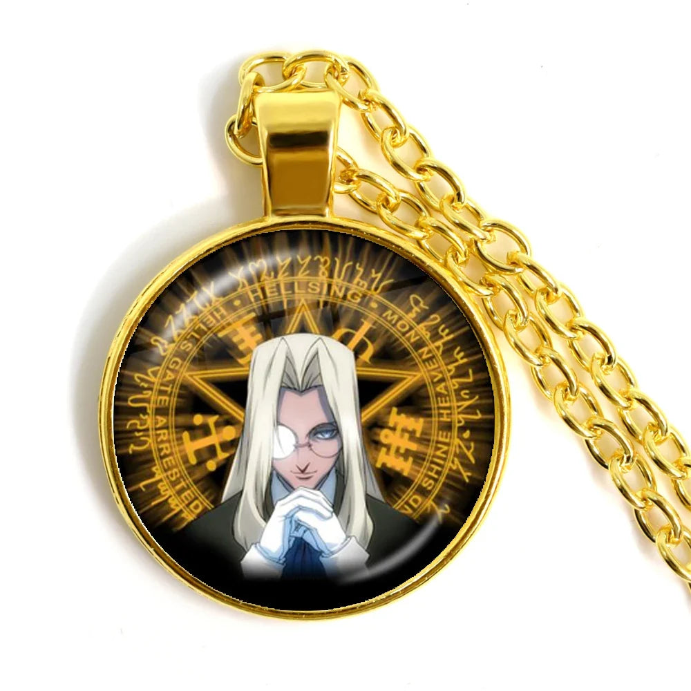 Gothic Alucard Pentagram Pendant Necklace | 25mm Glass Cabochon Statement Jewelry