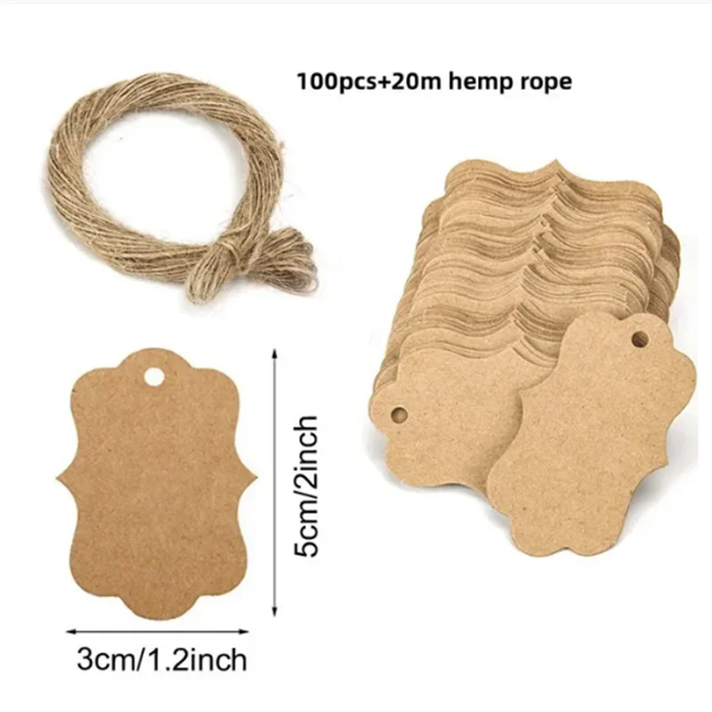 100pcs Kraft Tags with 20m Jute Twine | Handmade Gift Tag Set