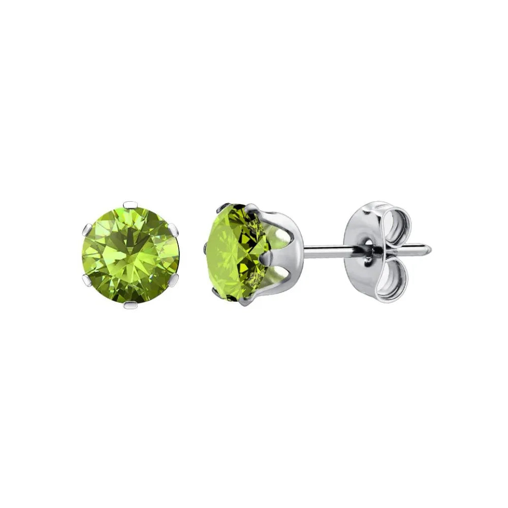 Stainless Steel Cubic Zirconia Stud Earrings Set | 12 Color Hypoallergenic Earrings for Sensitive Skin
