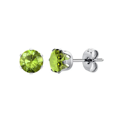 Stainless Steel Cubic Zirconia Stud Earrings Set | 12 Color Hypoallergenic Earrings for Sensitive Skin