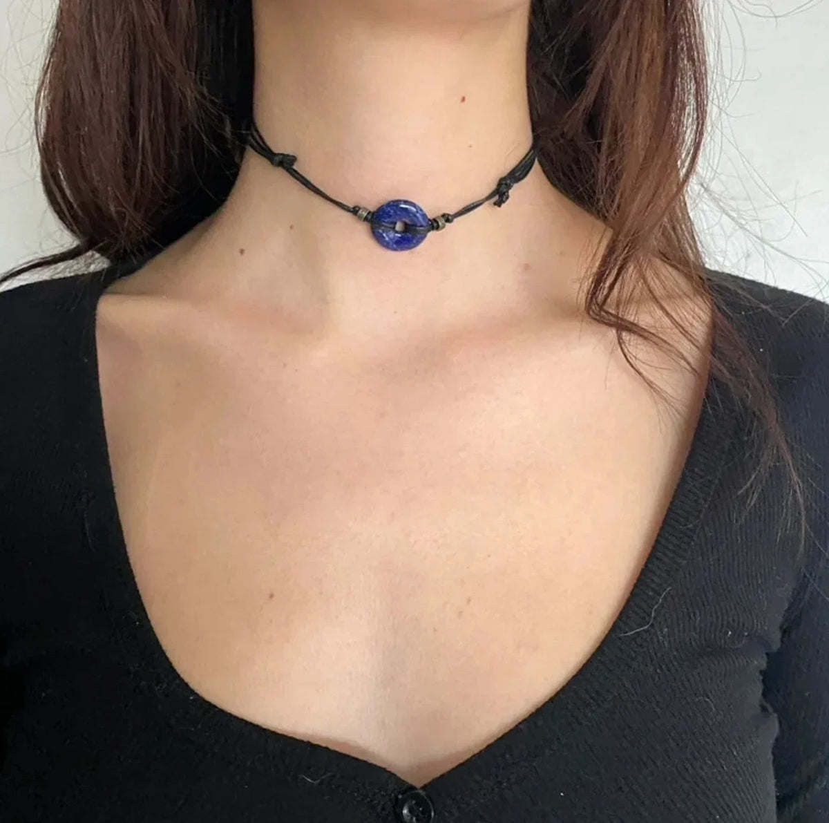 Amethyst Choker Necklace | Black Adjustable Gemstone Gothic Jewelry