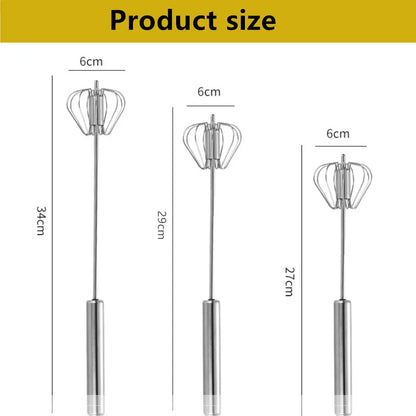 Household Semi-Automatic Rotating Egg Beater | Stainless Steel Manual Whisk