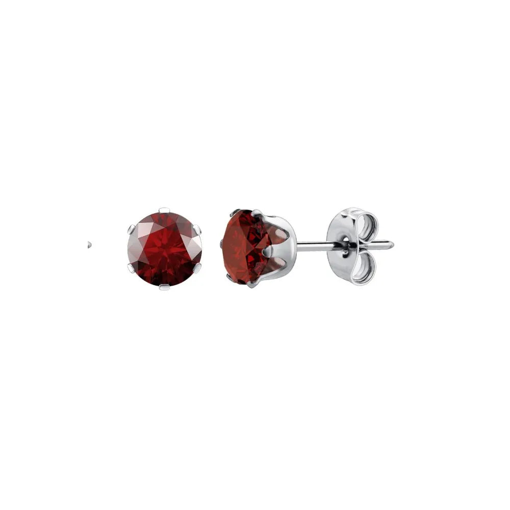 Stainless Steel Cubic Zirconia Stud Earrings Set | 12 Color Hypoallergenic Earrings for Sensitive Skin