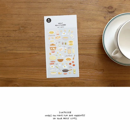 Eggtime Breakfast Sticker Set | Korean Aesthetic Paper Stickers for Scrapbooking and DIY