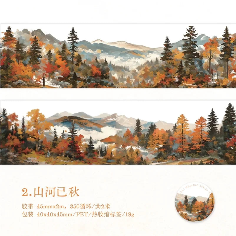 Natural Forest Tape Sticker | 4.5x200cm Scenery Decorative Masking Tape for Junk Journal Scrapbooking